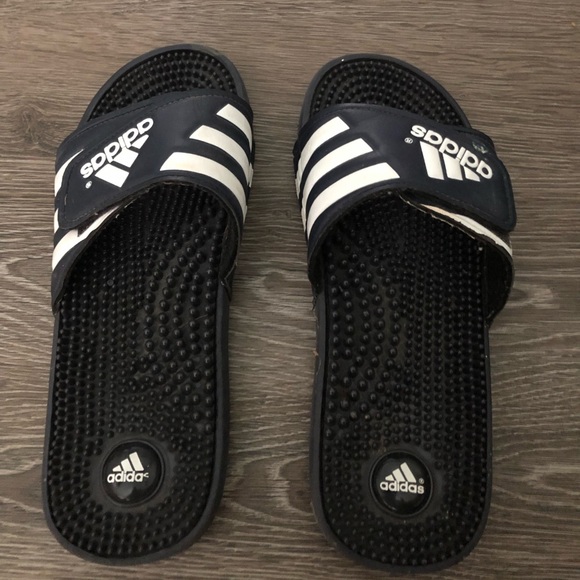 ADIDAS DURAMO G15892 NAVY WHITE SLIDES SANDALS FLIP FLOPS MENS SZ 10 NWT NEW